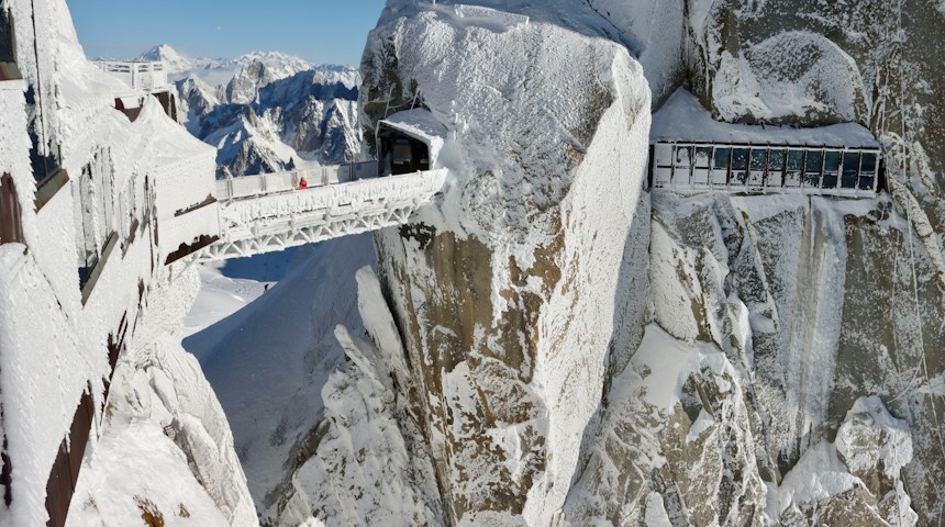 High-altitude walkway at the Aiguille du Midi