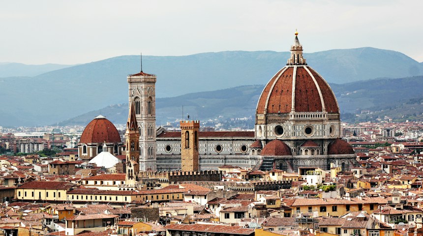 Florence skyline with the cathedral dome on a sunny day