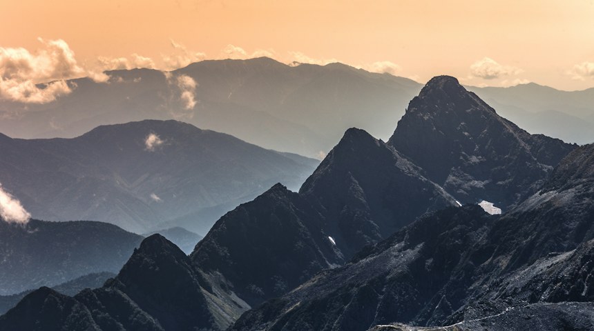 Rugged mountain peaks of the Japanese Alps