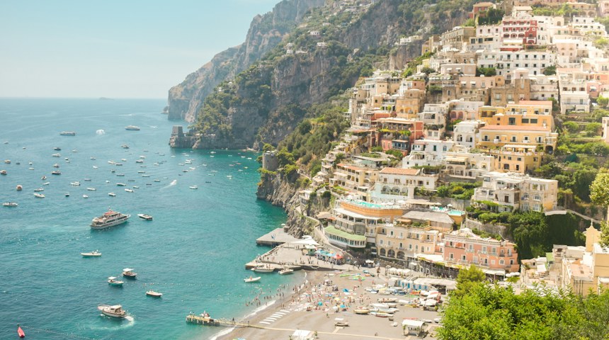 Coastal village beside the sea in southern Italy