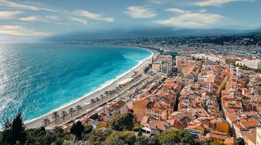 Aerial view of Nice and the Promenade des Anglais
