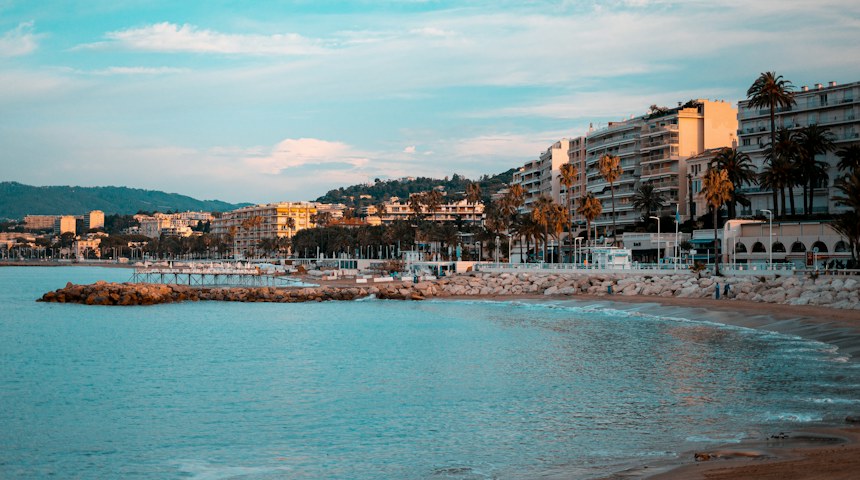 Cannes buildings beside the beach on the French Riviera