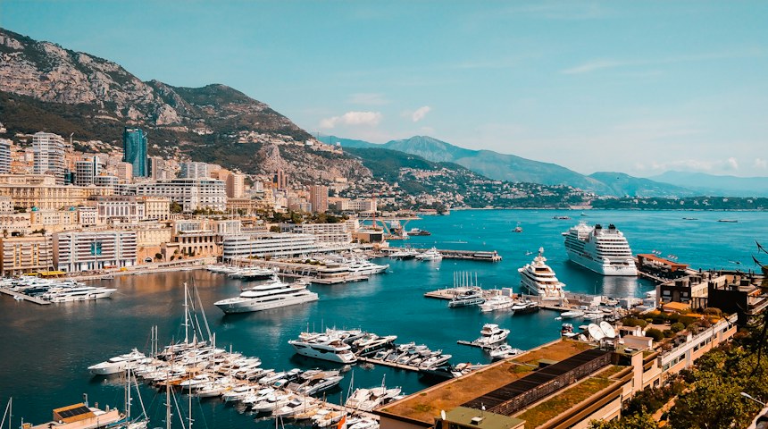 Harbour filled with yachts in Monaco