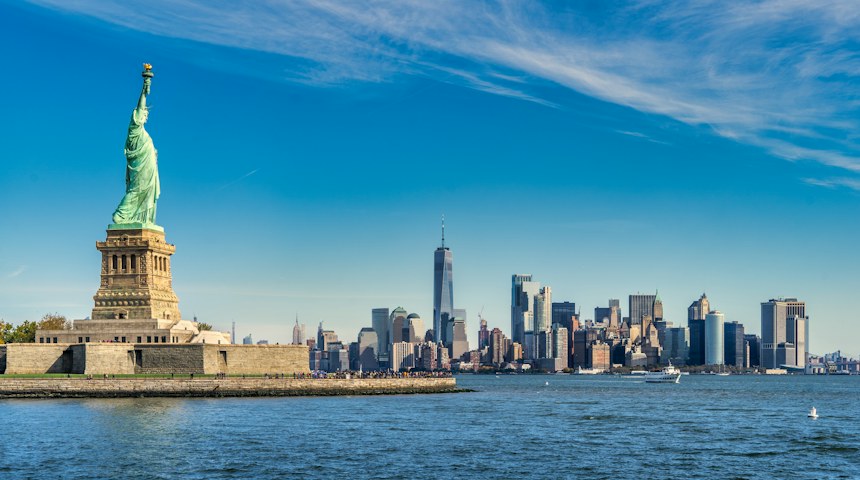 The Statue of Liberty in New York Harbor