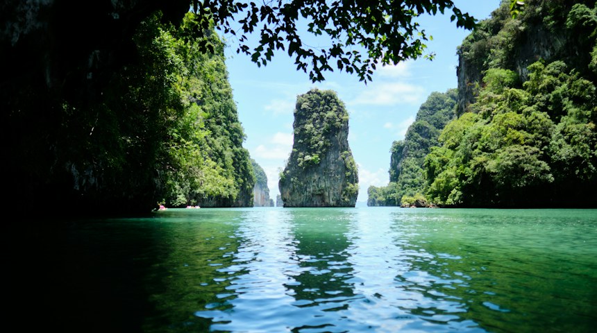 River flowing through tropical forest in northern Thailand