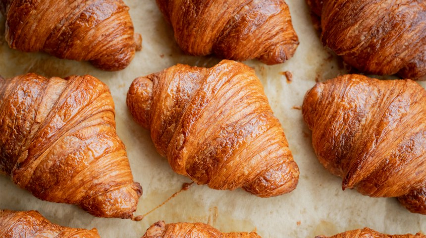 Fresh croissants at a Parisian bakery