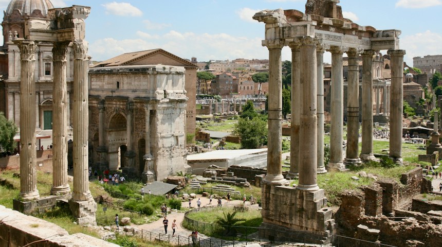 Ruins of the ancient Roman Forum in Rome