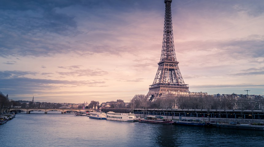 Eiffel Tower in Paris on a clear day