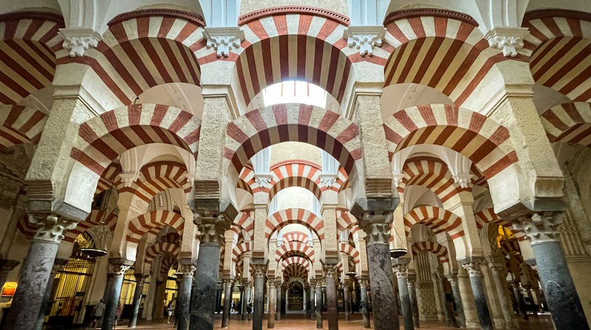 Arches inside the Mezquita of Cordoba