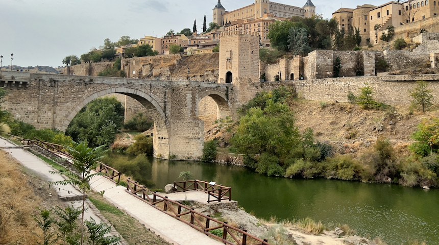 Historic bridge over the river in Toledo, Spain