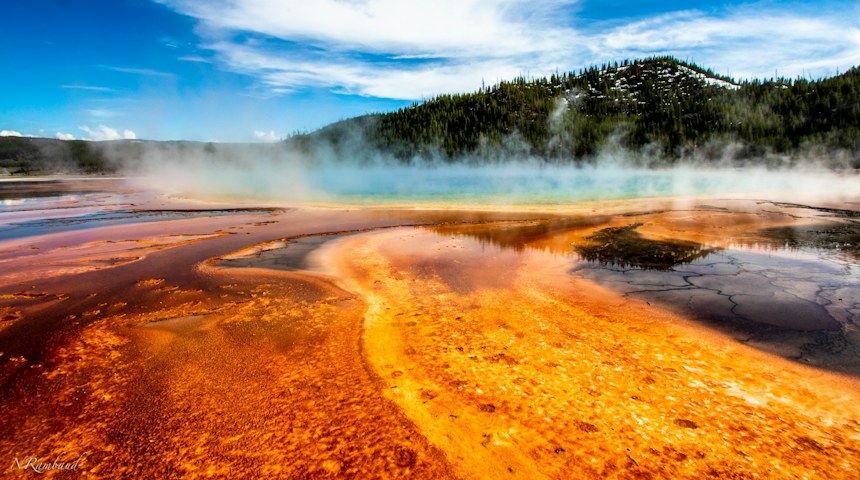 Geyser erupting in Yellowstone National Park