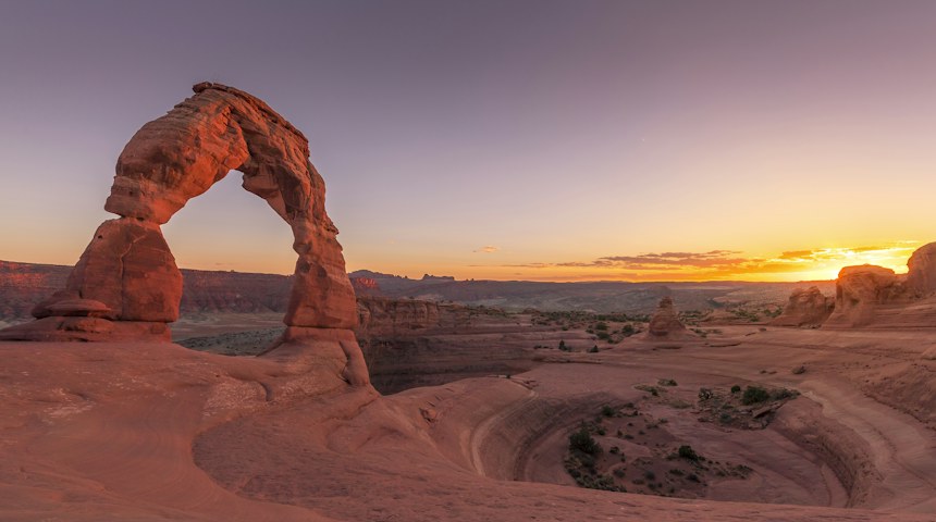 Red rock arch formation in Arches National Park